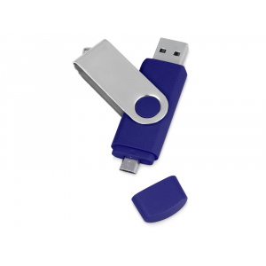 USB/micro USB-флешка 2.0 на 16 Гб Квебек OTG, синий - купить оптом