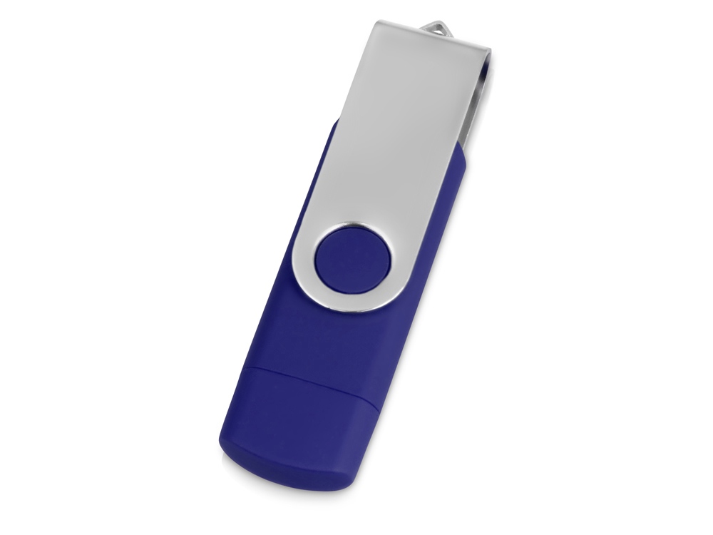 USB/micro USB-флешка 2.0 на 16 Гб Квебек OTG, синий - купить оптом