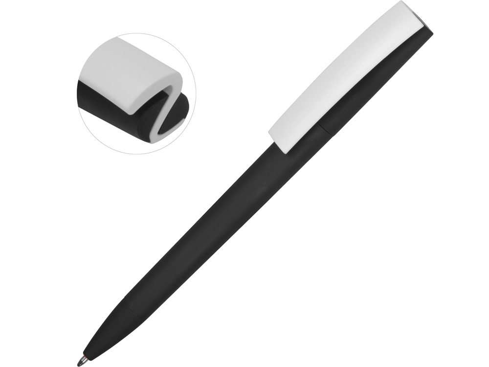 Ручка пластиковая soft-touch шариковая Zorro, черный/белый - купить оптом