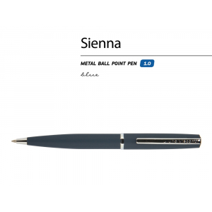 Ручка Sienna шариковая  автоматическая, синий металлический корпус, 1.0 мм, синяя - купить оптом