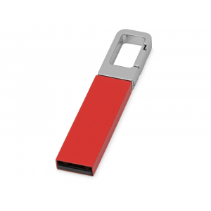 Флеш-карта USB 2.0 16 Gb с карабином Hook, красный/серебристый - купить оптом