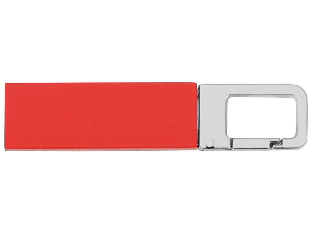 Флеш-карта USB 2.0 16 Gb с карабином Hook, красный/серебристый - купить оптом