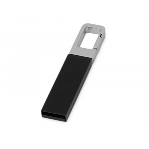 Флеш-карта USB 2.0 16 Gb с карабином Hook, черный/серебристый - купить оптом