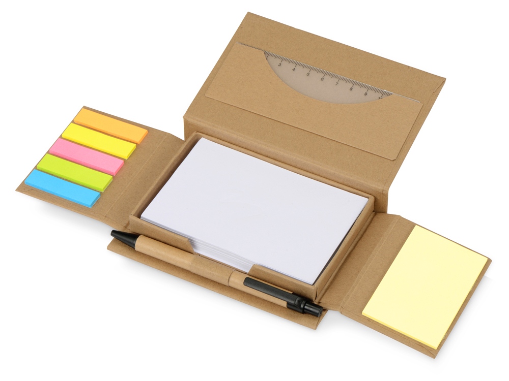 Канцелярский набор для записей Stick box, натуральный - купить оптом