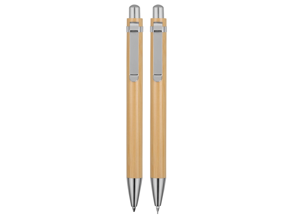 Набор Bamboo шариковая ручка и механический карандаш, натуральный - купить оптом