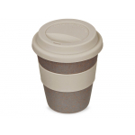 Стакан с силиконовой крышкой Cafe, beige, серо-коричневый/бежевый