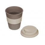 Стакан с силиконовой крышкой Cafe, beige, серо-коричневый/бежевый, фото 1