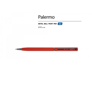 Ручка металлическая шариковая Palermo, софт-тач, 0,7 мм,  красный - купить оптом