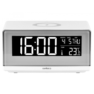 Часы с беспроводным зарядным устройством Rombica Timebox 2, белый - купить оптом