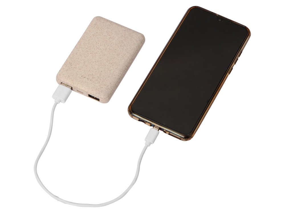 Портативное зарядное устройство Wheatty, 5000 mAh, бежевый - купить оптом