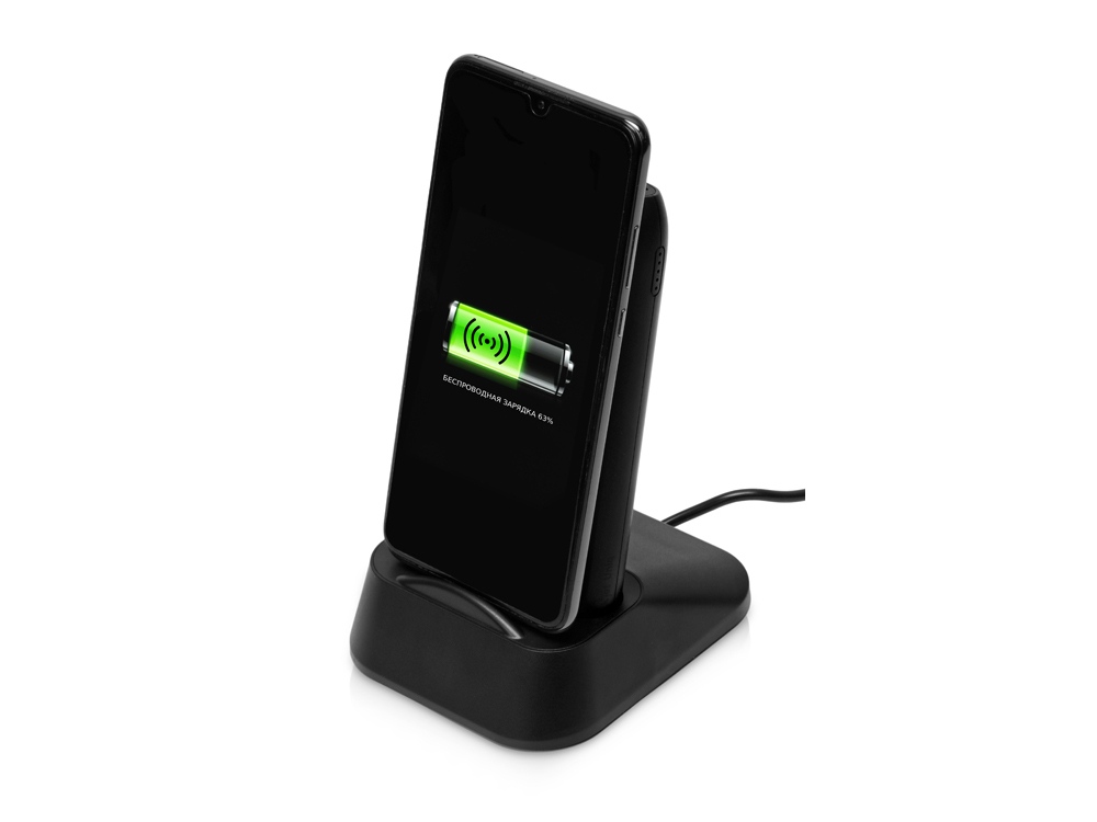 Портативное беспроводное зарядное устройство с док-станцией Uniq, 10000 mah, черный - купить оптом