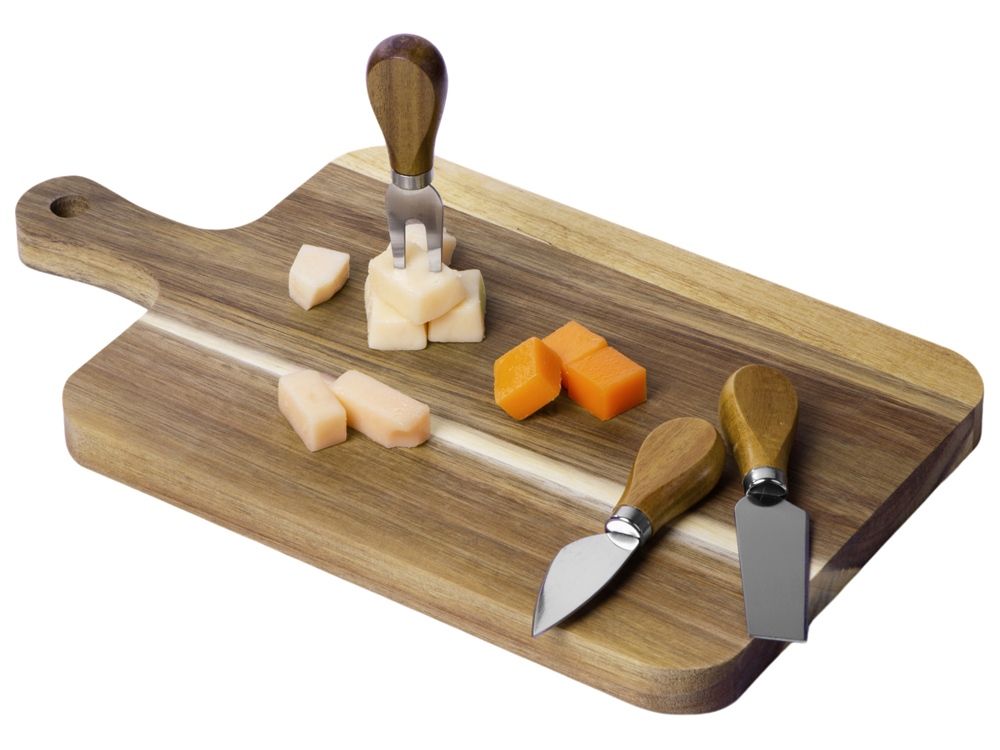 Набор для сыра из акации Parmesan, коричневый, серебристый - купить оптом