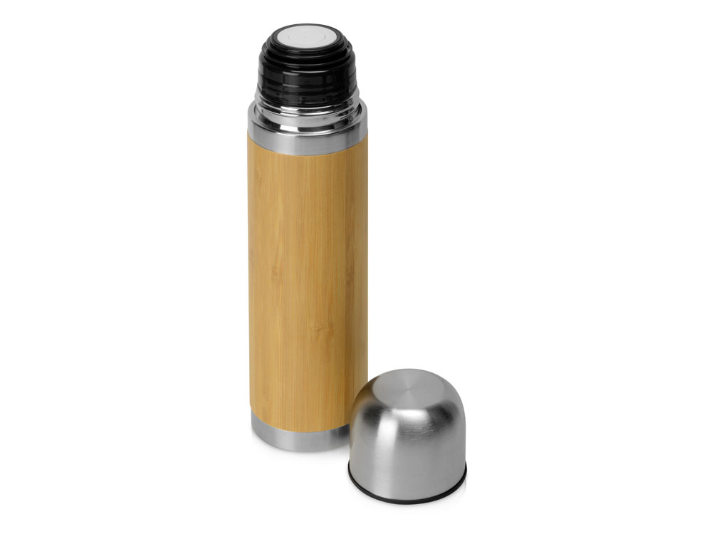 Вакуумный термос из бамбука Ямал Bamboo, натуральный, серебристый - купить оптом