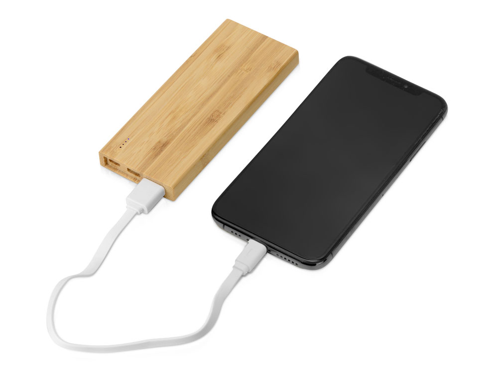 Внешний аккумулятор из бамбука Bamboo, 5000 mAh, натуральный - купить оптом