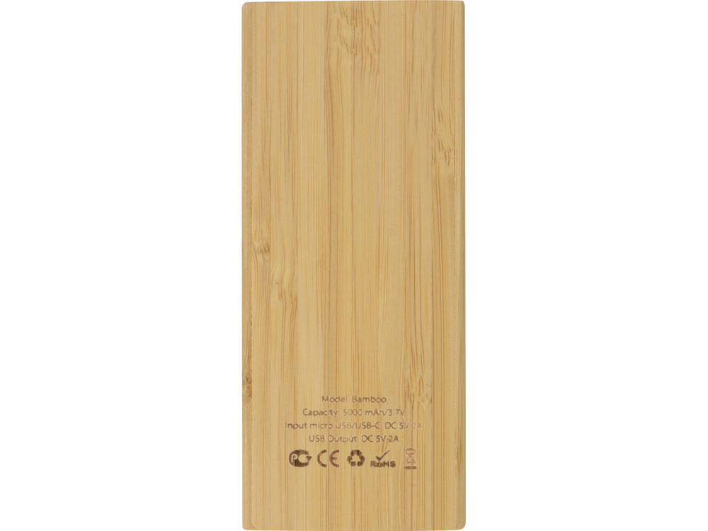 Внешний аккумулятор из бамбука Bamboo, 5000 mAh, натуральный - купить оптом