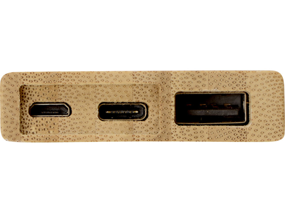 Внешний аккумулятор из бамбука Bamboo, 5000 mAh, натуральный - купить оптом