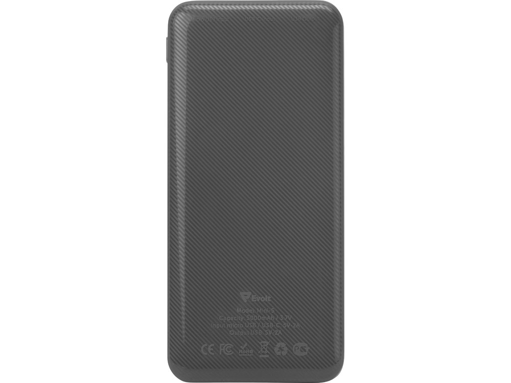Внешний аккумулятор Evolt Mini-5, 5000 mAh, серый - купить оптом