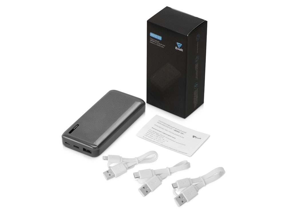Внешний аккумулятор Evolt Mini-10, 10000 mAh, серый - купить оптом