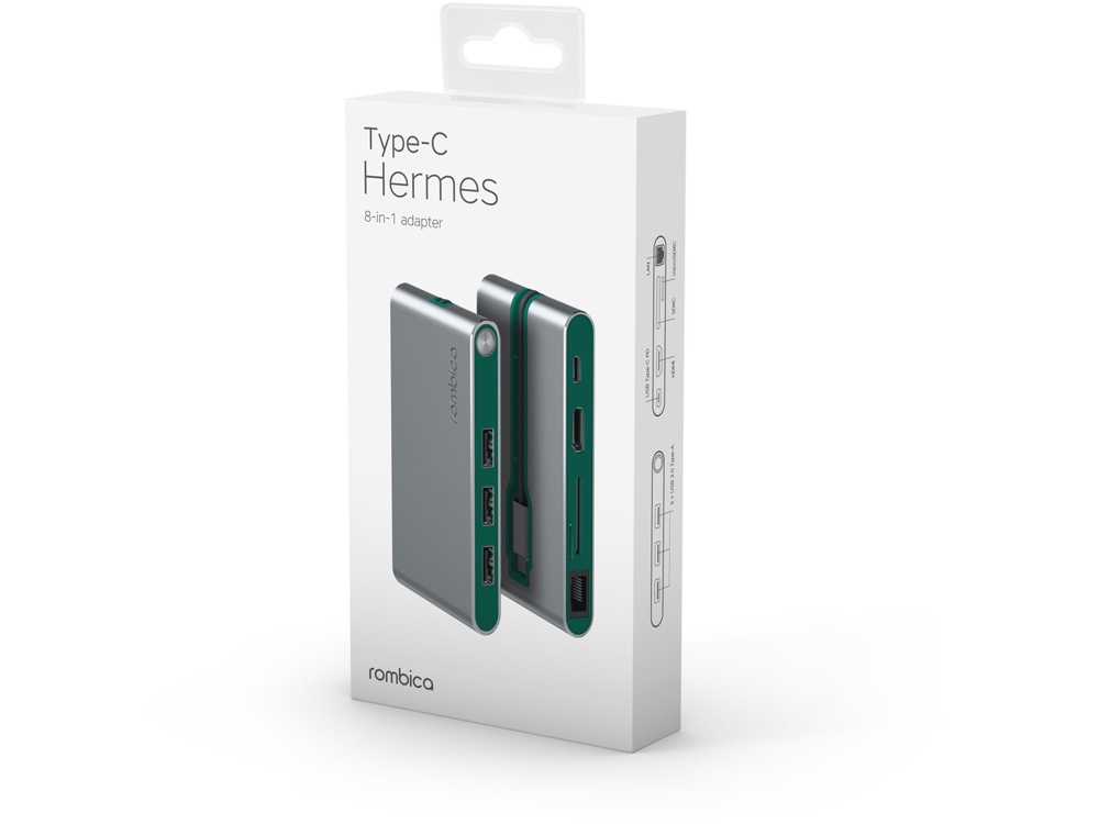Хаб USB Rombica Type-C Hermes Green, зеленый - купить оптом