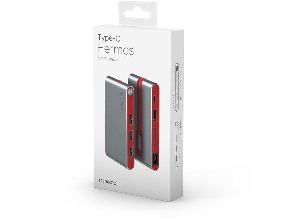 Хаб USB Rombica Type-C Hermes Red, красный - купить оптом