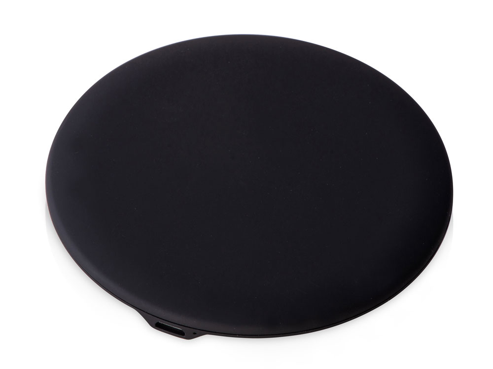 Беспроводное зарядное устройство с подсветкой логотипа Moon spot, 10 Вт, soft-touch, черный - купить оптом