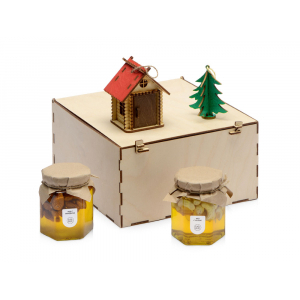 Подарочный набор Decoration Deluxe с двумя видами меда, натуральный, зеленый, красный - купить оптом