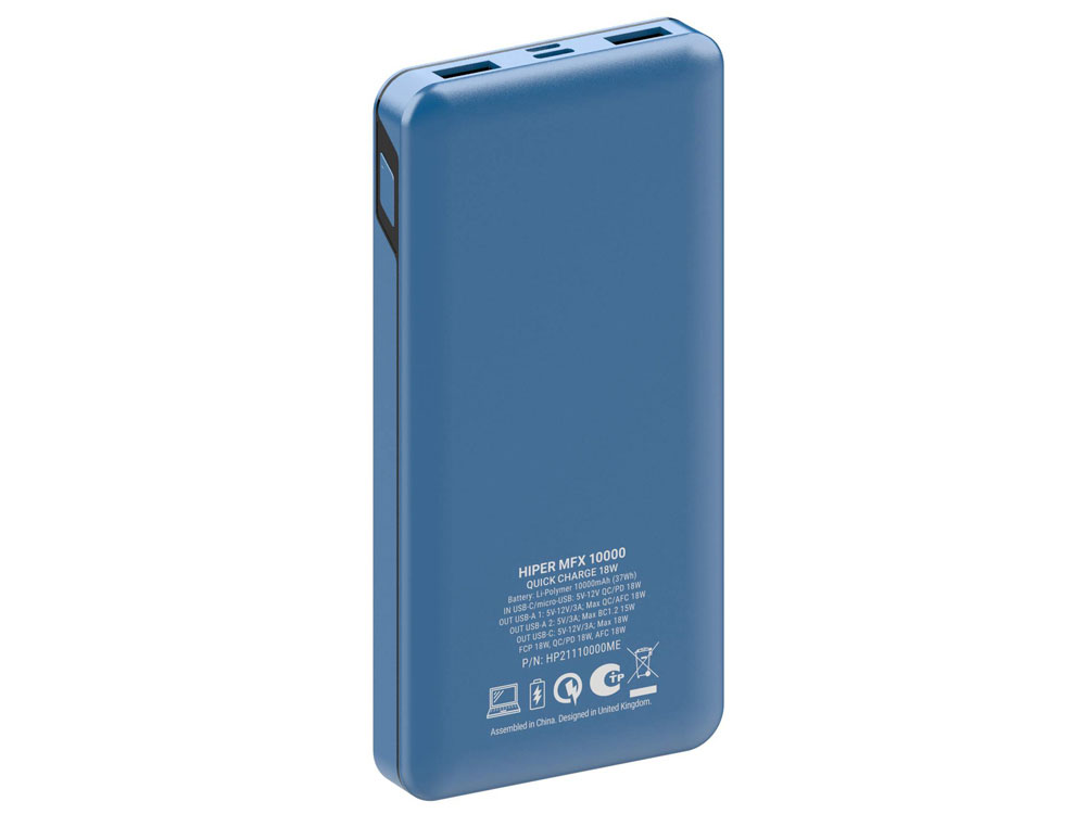 Портативный внешний аккумулятор MFX 10000 Blue, синий - купить оптом