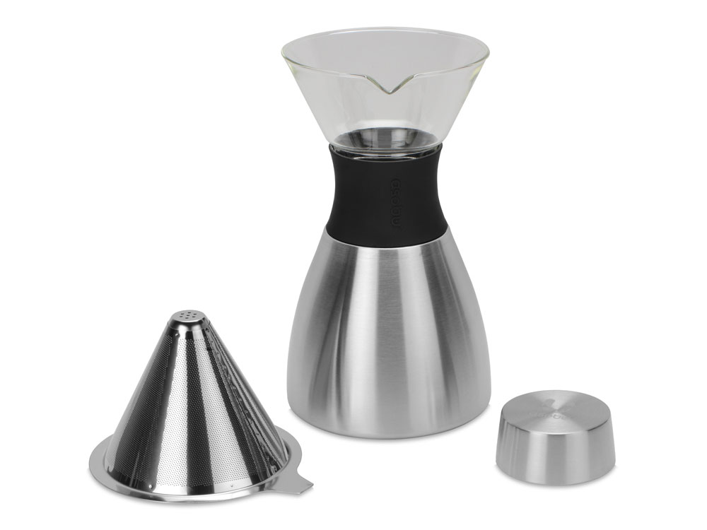 Кофеварка POUR OVER, 1000 мл, серебристый/черный - купить оптом