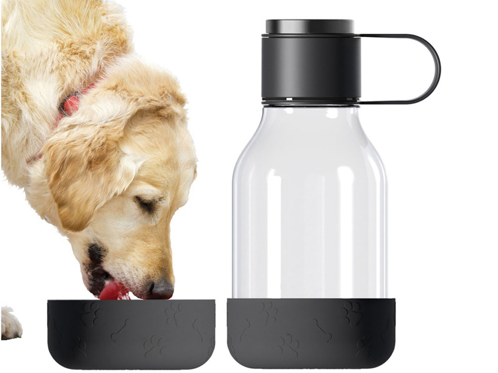 Бутылка для воды 2-в-1 Dog Bowl Bottle со съемной миской для питомцев, 1500 мл, черный - купить оптом