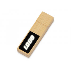 USB 2.0- флешка на 32 Гб c подсветкой логотипа Bamboo LED, натуральный - купить оптом
