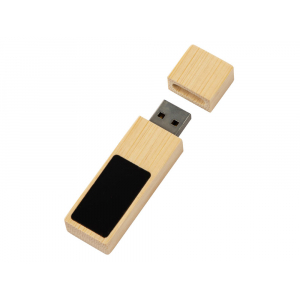 USB 2.0- флешка на 32 Гб c подсветкой логотипа Bamboo LED, натуральный - купить оптом