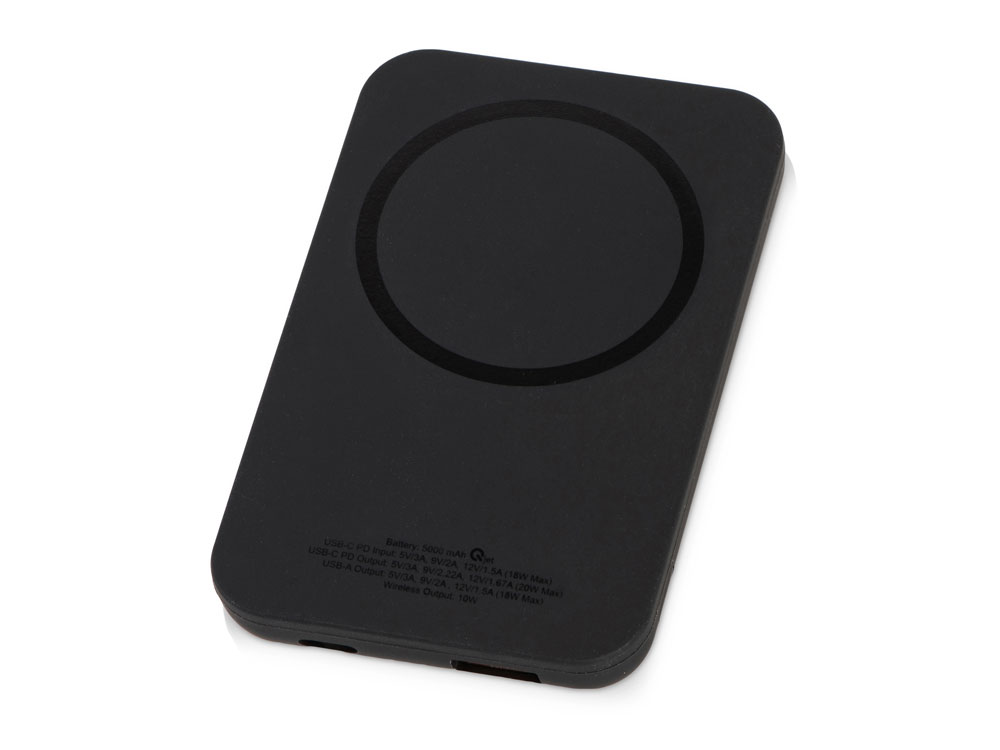 Магнитный беспроводной внешний аккумулятор MagnetIQ, 5000 mah, 10 W, черный - купить оптом
