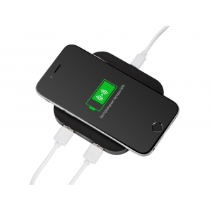 Беспроводная зарядка Tile с 2 USB-A, 5 Вт, черный - купить оптом