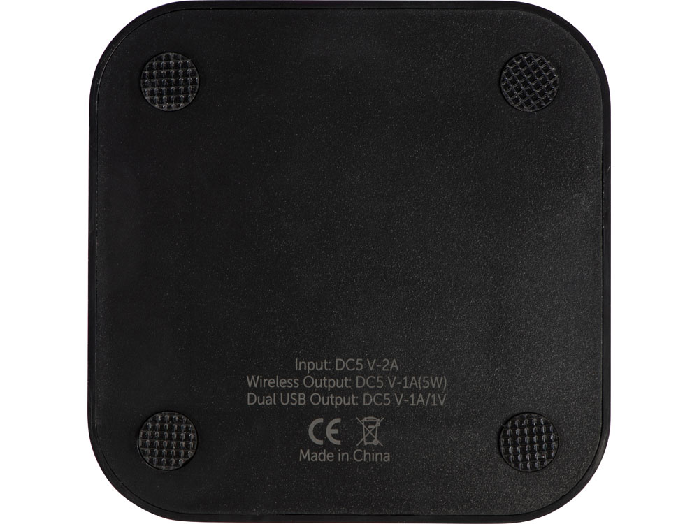 Беспроводная зарядка Tile с 2 USB-A, 5 Вт, черный - купить оптом