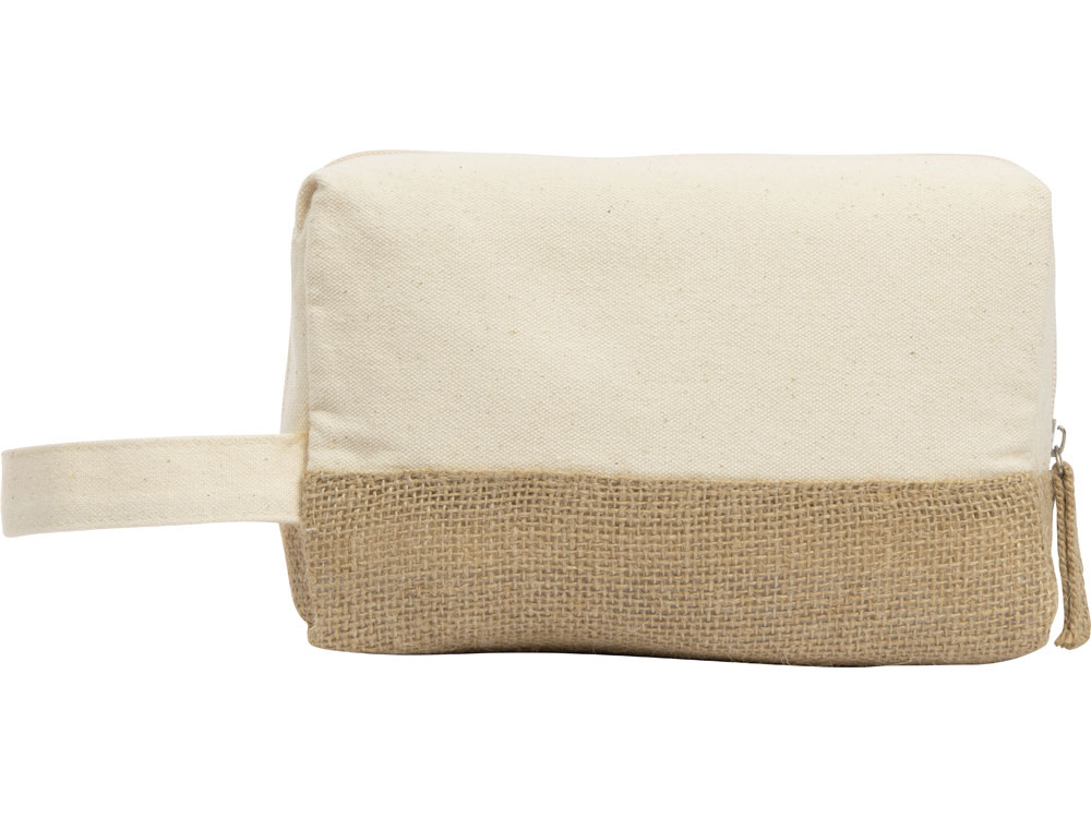 Косметичка Jute с ручкой из хлопка и джута, натуральный, молочный - купить оптом