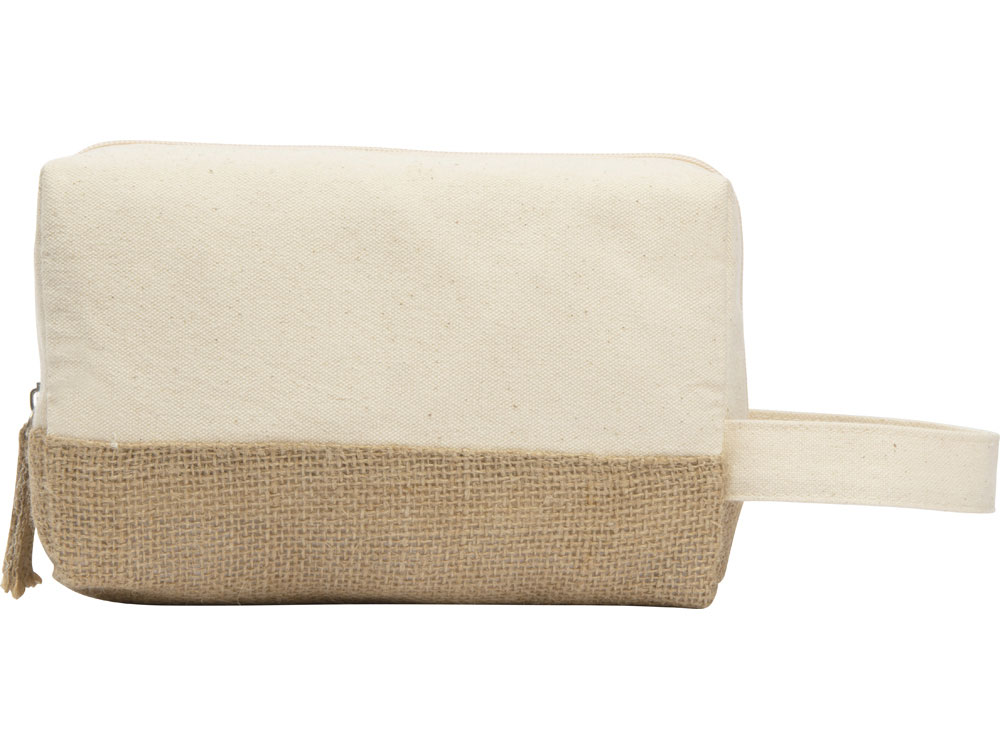 Косметичка Jute с ручкой из хлопка и джута, натуральный, молочный - купить оптом