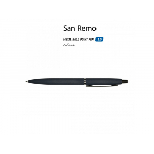 Ручка SAN REMO шариковая, автоматическая, темно-синий металлический корпус 1.00 мм, синяя - купить оптом