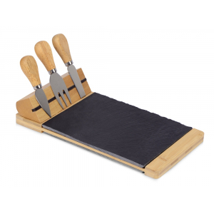 Набор для сыра из сланцевой доски и ножей Bamboo collection Taleggio (Р), светло-коричневый - купить оптом