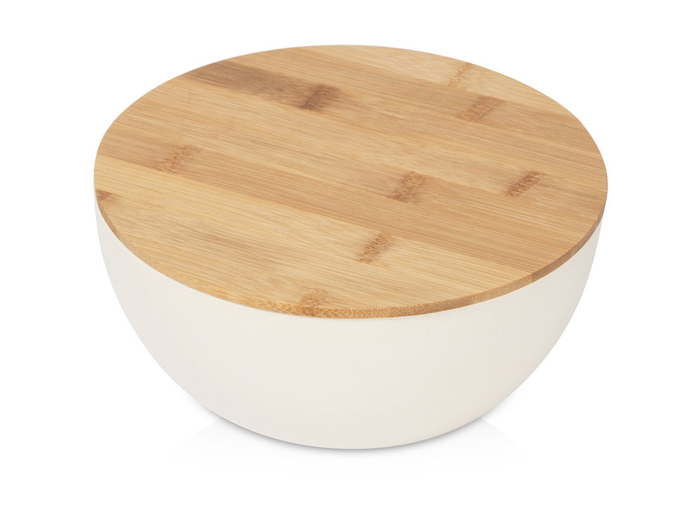 Салатник Bowl с бамбуковой крышкой, бежевый - купить оптом