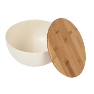 Салатник Bowl с бамбуковой крышкой, бежевый - купить оптом