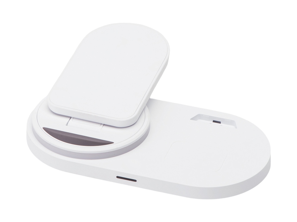 Складная зарядная станция с беспроводной зарядкой Flashport, 15 Вт, белый - купить оптом