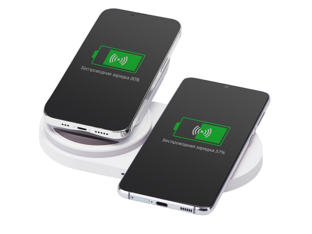 Складная зарядная станция с беспроводной зарядкой Flashport, 15 Вт, белый - купить оптом