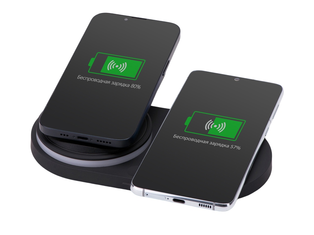 Складная зарядная станция с беспроводной зарядкой Flashport, 15 Вт, черный - купить оптом