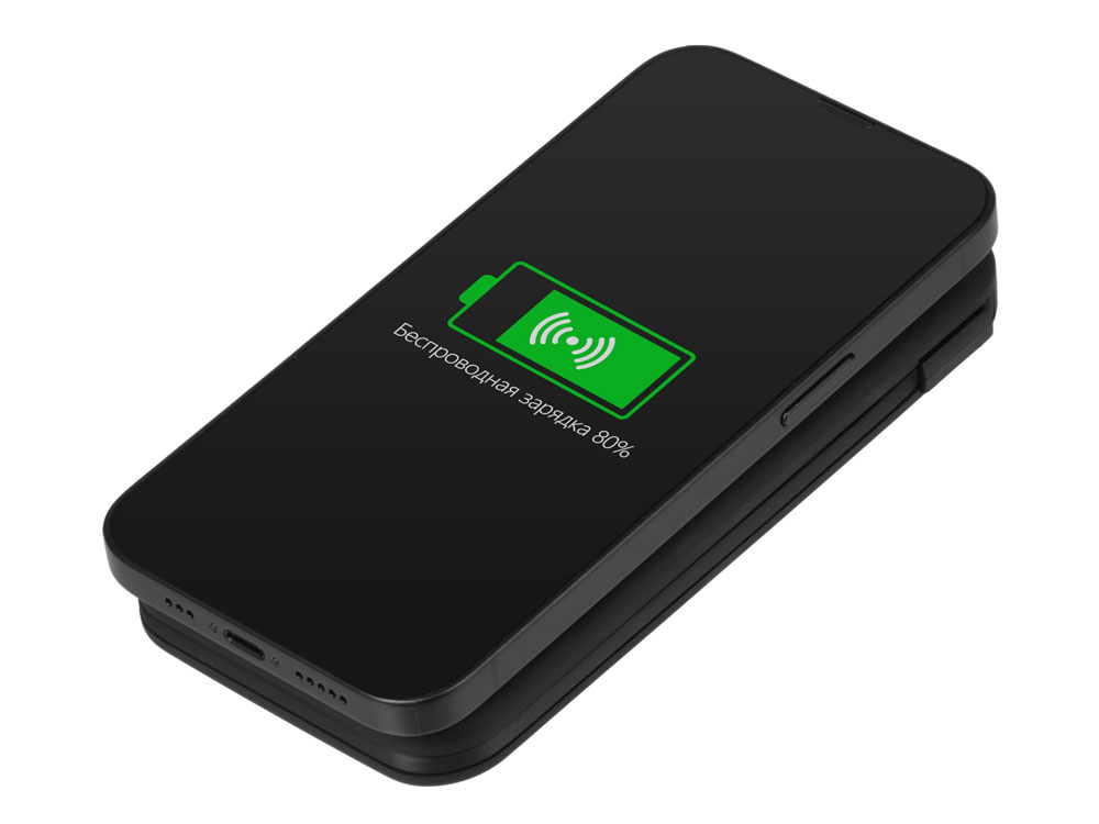 Внешний беспроводной аккумулятор с подсветкой лого Astro, 10000 mAh, черный - купить оптом