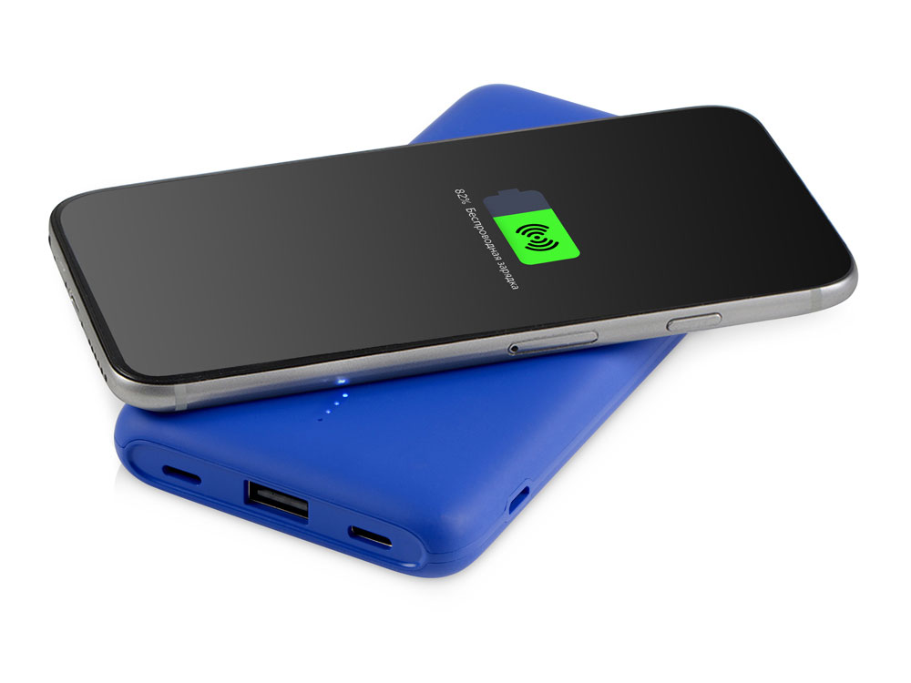 Внешний беспроводной аккумулятор с подсветкой лого Reserve X v.2, 8000 mAh, ярко-синий - купить оптом