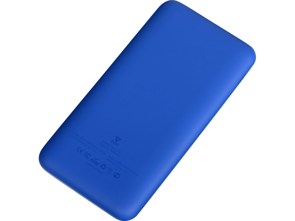 Внешний беспроводной аккумулятор с подсветкой лого Reserve X v.2, 8000 mAh, ярко-синий - купить оптом