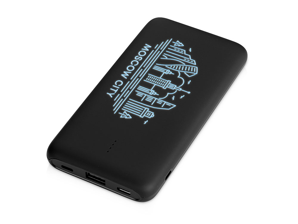 Внешний беспроводной аккумулятор с подсветкой лого Reserve X v.2, 8000 mAh, ярко-черный - купить оптом