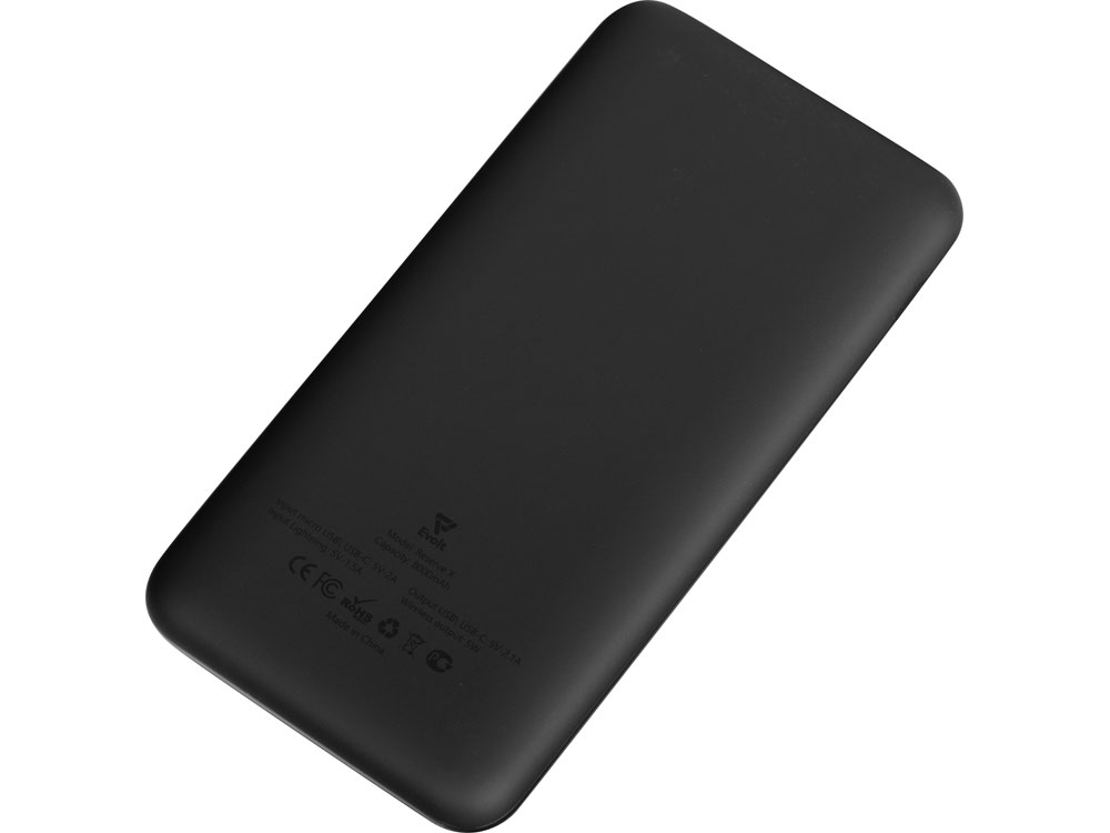 Внешний беспроводной аккумулятор с подсветкой лого Reserve X v.2, 8000 mAh, ярко-черный - купить оптом