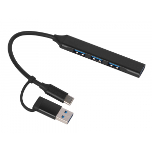 USB-хаб Link с коннектором 2-в-1 USB-C и USB-A, 2.0/3.0, черный - купить оптом