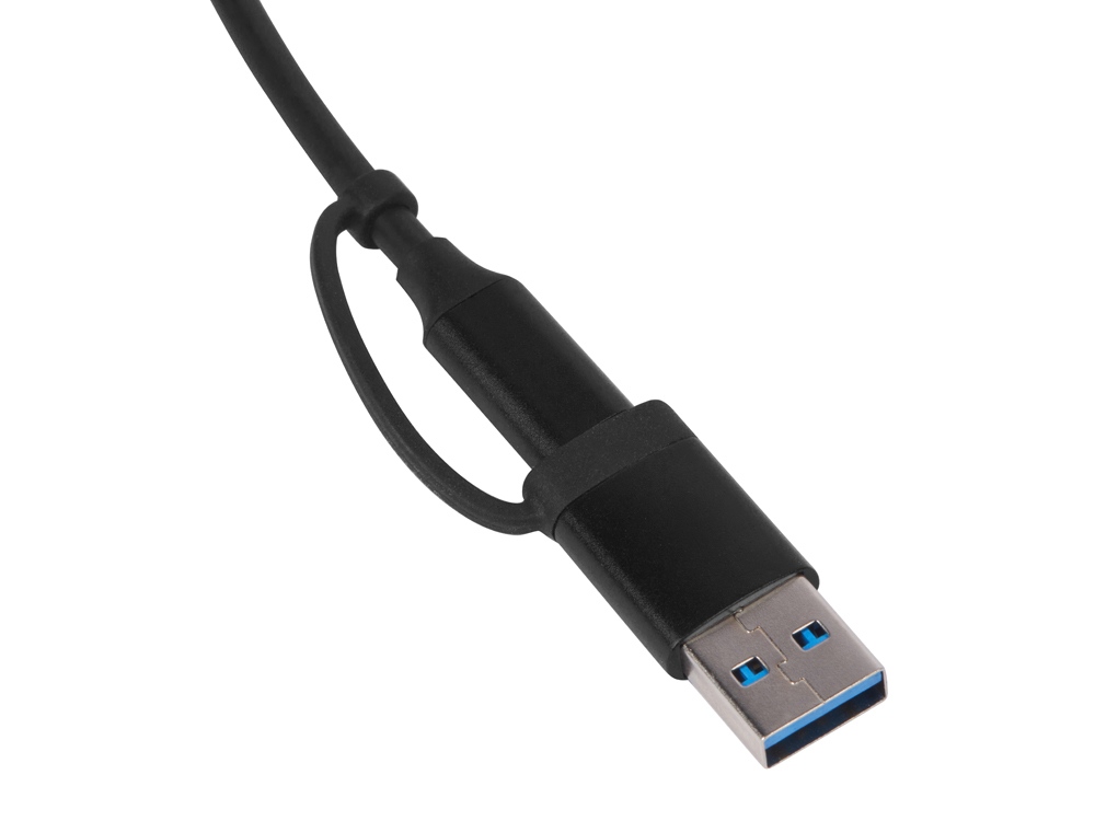 USB-хаб Link с коннектором 2-в-1 USB-C и USB-A, 2.0/3.0, черный - купить оптом